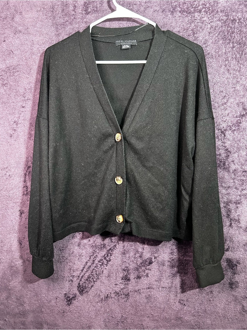 Black V-Neck Button Front Cardigan